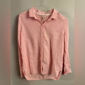 Barbour 100% Linen Marine Shirt – Pink Stripe – Women’s Size 8 (Relaxed Fit)